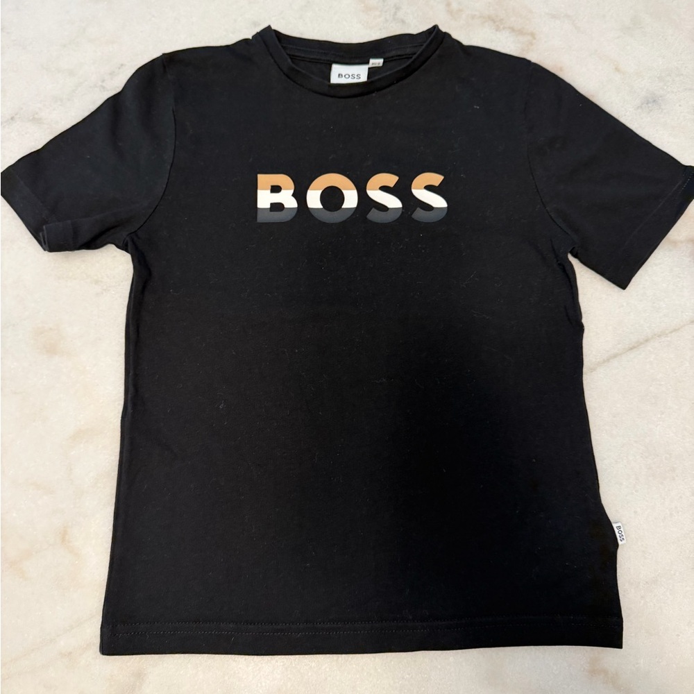 Boss Kids Black Tee with Gradient Logo